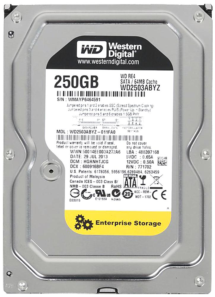 WD RE WD2503ABYZ 250GB SATA 7200RPM enterprise hard drive