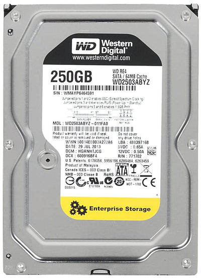 WD2503ABYZ - WD RE Enterprise 250GB SATA 6Gb/s 7200RPM 3.5" HDD